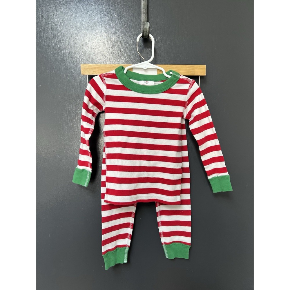 Hanna Andersson Sz 3 Organic Cotton Striped Pajama Set Green White Red Kids